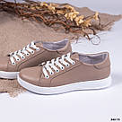 Шкіряні жіночі кеди колір лате, фото 10