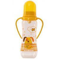 Бутылочка для кормления Baby Team с латексной соской 0+ и ручками 250 мл (1311_собачка_желтая)