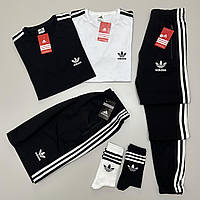 Літній набір Adidas шорти-2 футболки-штани-носки турецька двонитка, Костюм чоловічий Адідас з шортами