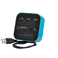 Универсальный картридер COMBO All in 1 Хаб 3*USB 2.0 (SD/SDHC/DV/Micro SD/Mini SD/M2 Card Reader)