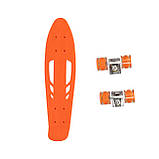 Скейт пенні борд  дитячий зі світними колесами, скейтборд Profi MS0459-1 алюмінієва підвіска, Помаранчевий, фото 4