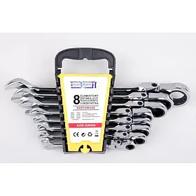 Набір ріжково-накидних ключів із тріскачкою на кардані Euro craft, 8 шт.