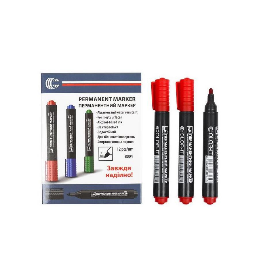 Маркер червоний COLOR-IT 8004(Red) Diamont "C" в пакованні 12 шт., фото 1