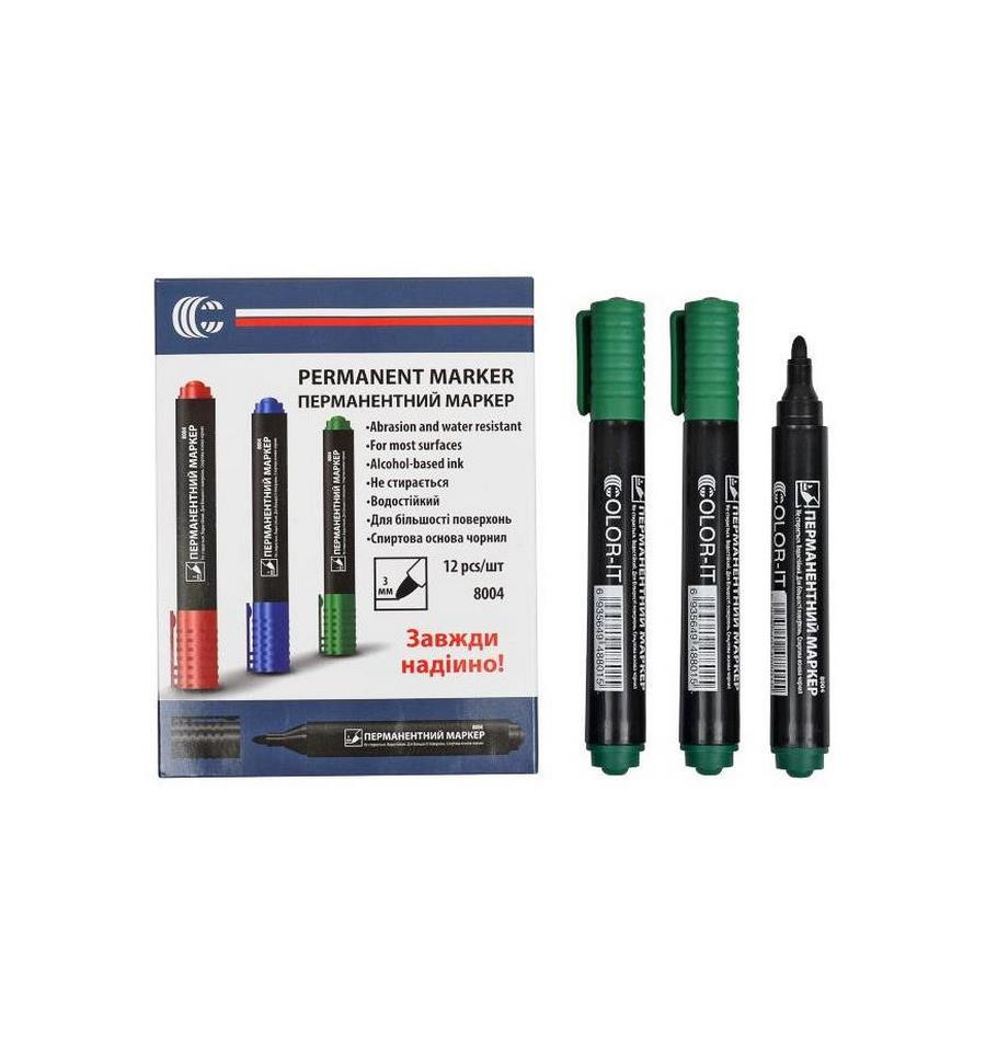 Маркер зелений COLOR-IT 8004(Green) Diamont "C" в пакованні 12 шт., фото 1