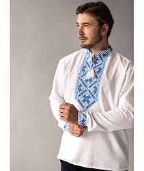 Чоловіча святкова вишиванка з блакитним візерунком