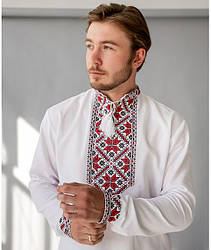 Чоловіча святкова вишиванка з червоним візерунком