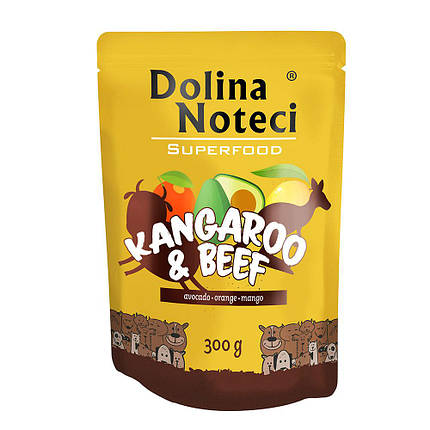 Вологий корм для собак Dolina Noteci Superfood з м'ясом кенгуру та яловичини 300 г, фото 1