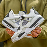 Чоловічі баскетбольні кросівки Air Jordan 4 Retro White Grey Black, фото 5
