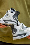 Чоловічі баскетбольні кросівки Air Jordan 4 Retro White Grey Black, фото 2