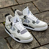 Чоловічі баскетбольні кросівки Air Jordan 4 Retro White Grey Black, фото 8