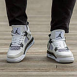 Чоловічі баскетбольні кросівки Air Jordan 4 Retro White Grey Black, фото 3