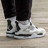 Чоловічі баскетбольні кросівки Air Jordan 4 Retro White Grey Black, фото 6