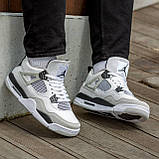Чоловічі баскетбольні кросівки Air Jordan 4 Retro White Grey Black, фото 10