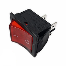 Кнопка прямокутна КП-2и 4 контакти 16А 250В червона підсвітка