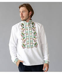 Чоловіча біла вишиванка з візерунком дуб