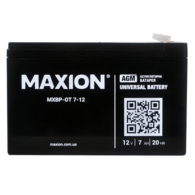Промисловий акумулятор MAXION AGM 12V 7Ah L+ (лівий +) 12-7