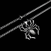 Подвеска кулон на шею цепочка «ПАУК» с пауком от украинского производителя из нержавеющей стали на подарок