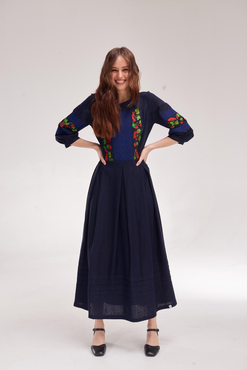 Жіноча вишита сукня MEREZHKA "Калина" (синя)