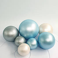 Шоколадные сферы Голубые-серебряные-белые - 7 шт