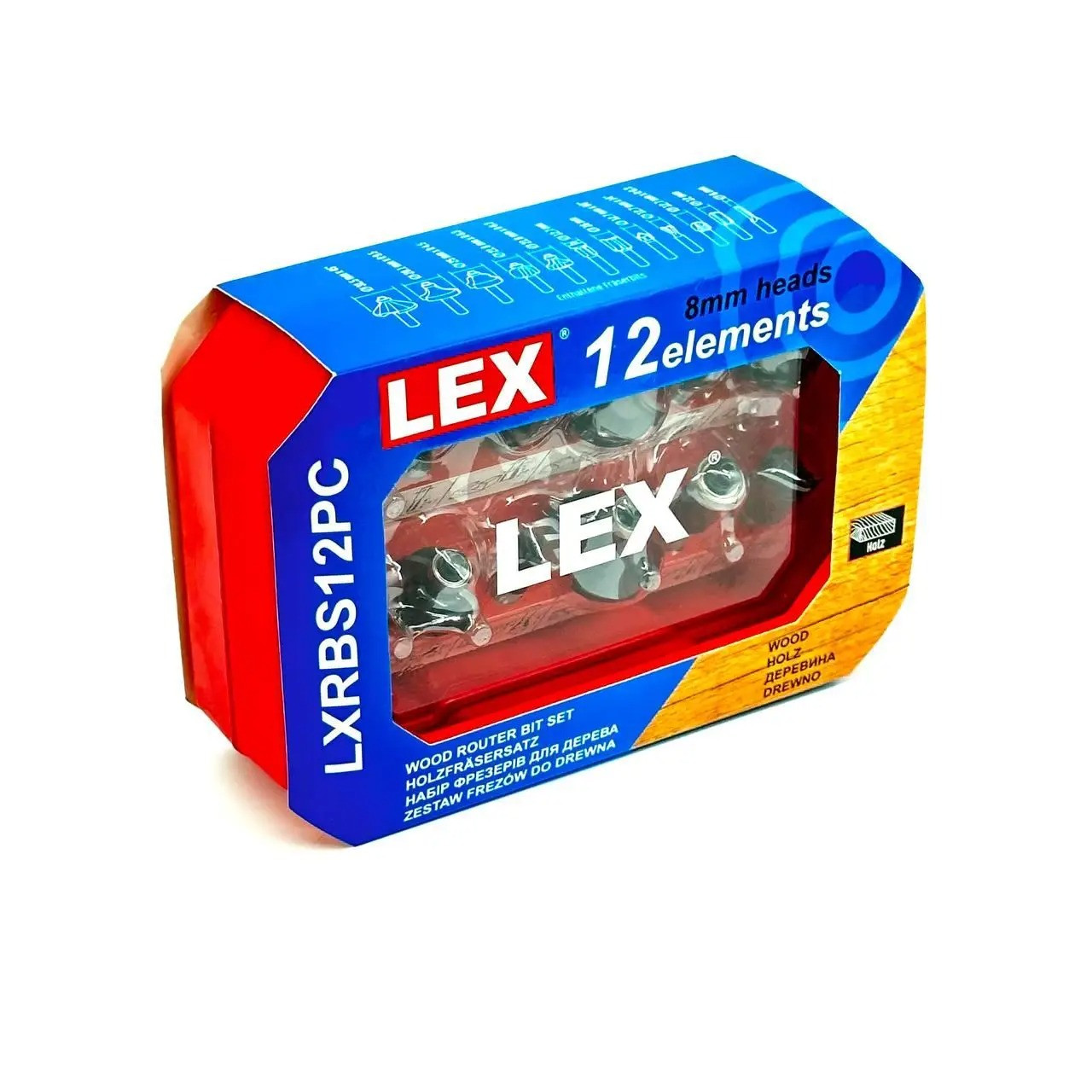Набір фрез LEX LXRBS12PC 12шт / 8мм / в кейсі, фото 1
