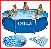 Бассейн каркасный Intex 28200 круглый 305/76 см для дома дачи всей семьи детей объем 4485 л, вес 17