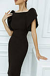 Облягаюча сукня міді з рукавами-воланами чорна, фото 4