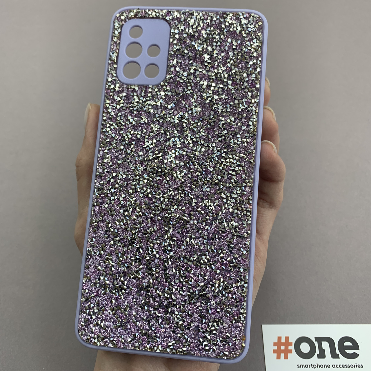 Чохол для Samsung Galaxy A51 блискучий з камінням чохол на телефон самсунг а51 бузковий D8U