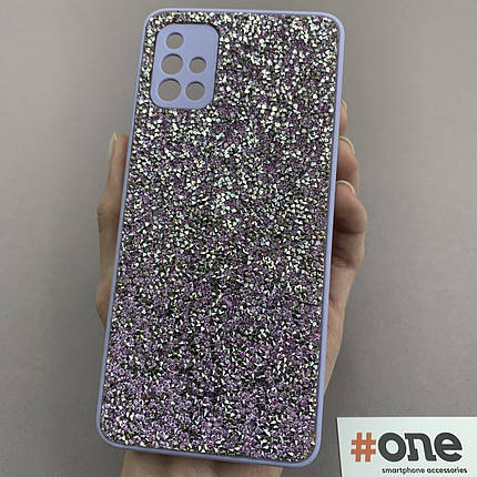 Чохол для Samsung Galaxy A51 блискучий з камінням чохол на телефон самсунг а51 бузковий D8U, фото 1