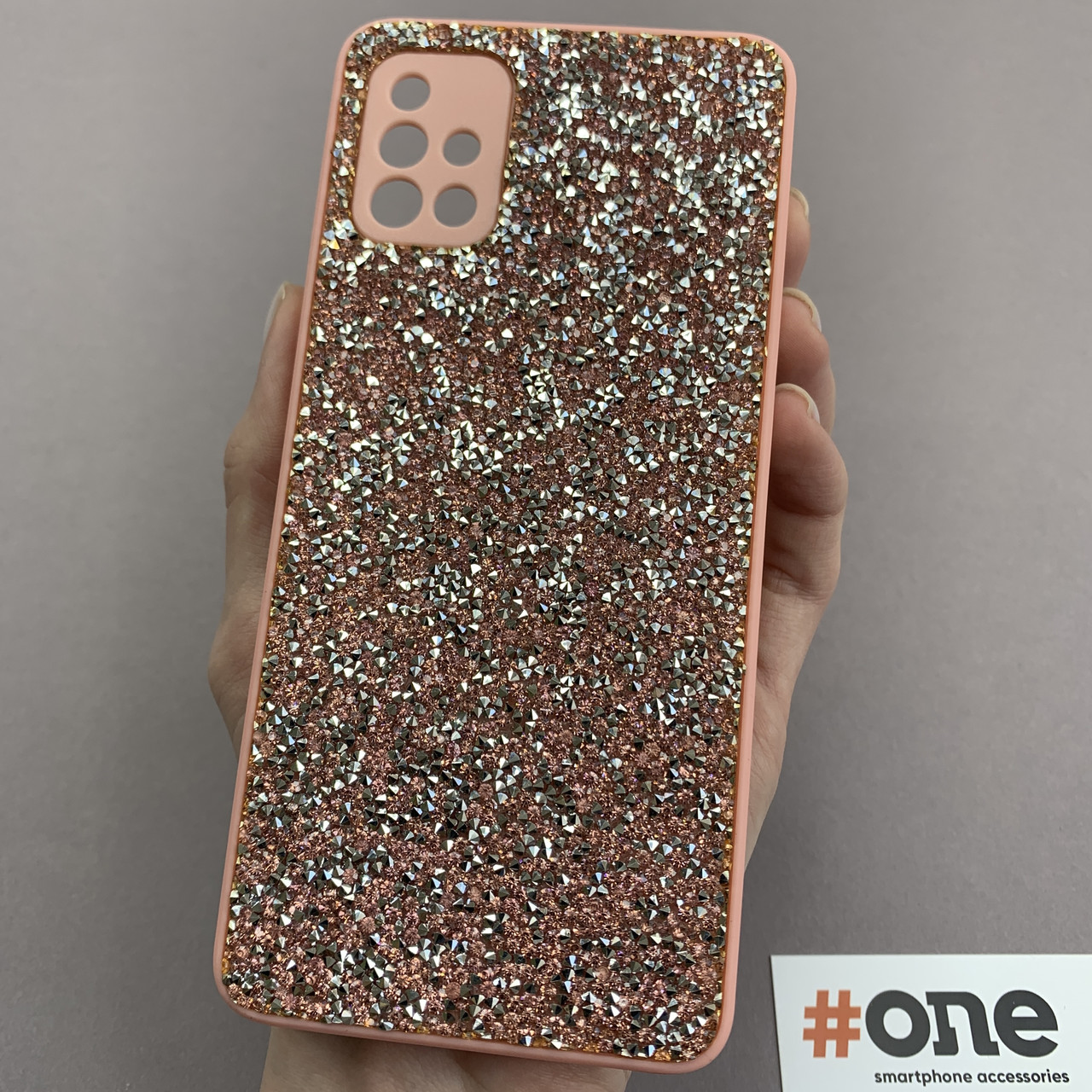 Чохол для Samsung Galaxy A51 блискучий з камінням чохол на телефон самсунг а51 рожевий D8U