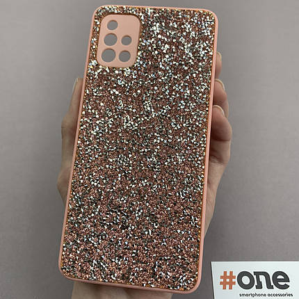 Чохол для Samsung Galaxy A51 блискучий з камінням чохол на телефон самсунг а51 рожевий D8U, фото 1
