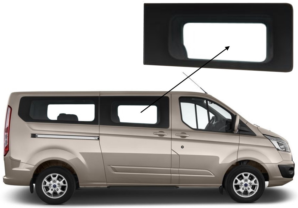 Бічне скло Ford Transit Custom 2013-2023 салону переднє праве