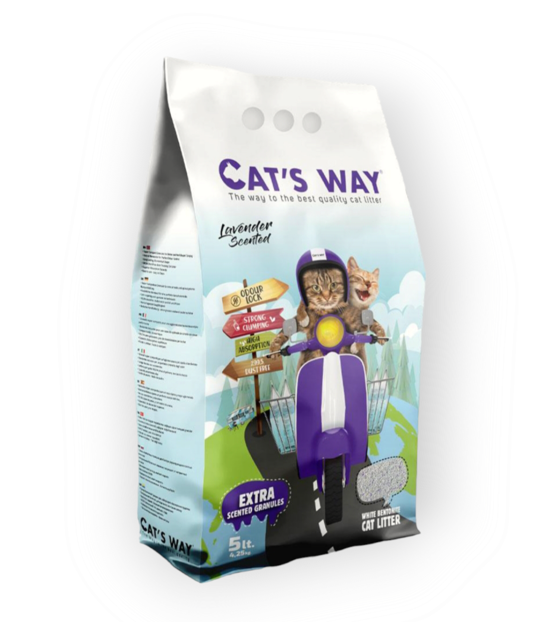 Наповнювач бентонітовий CAT'S WAY лаванда + фіолетові гранули, 5 л для котячого туалету, фото 1