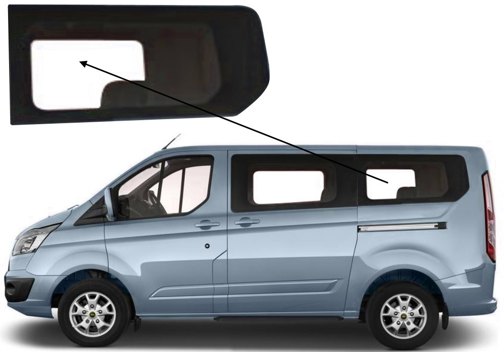 Бічне скло Ford Transit Custom 2013-2023 салону заднє ліве коротка база