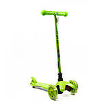 Самокат дитячий триколісний iTrike Mini BB 3-013-5-GR зі світними колесами, Салатовий, фото 3