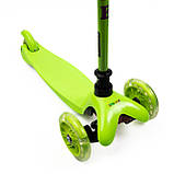 Самокат дитячий триколісний iTrike Mini BB 3-013-5-GR зі світними колесами, Салатовий, фото 5