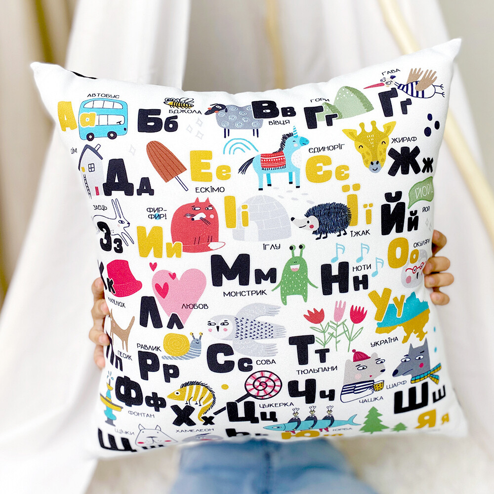 Подушка з принтом габардинова Алфавіт 50x50 (5P_22S007), фото 1