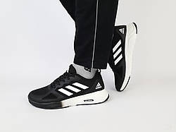 Кросівки чоловічі весна літо чорно-білі Adidas Cloudfoam Black White. Взуття чоловіче літнє Адідас Клауд Фоам 42