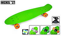 Трюковый с Декой концевой загиб Penny Board Nickel 27 Green Светящиеся PU колеса.Бесшумный, городской, легкий