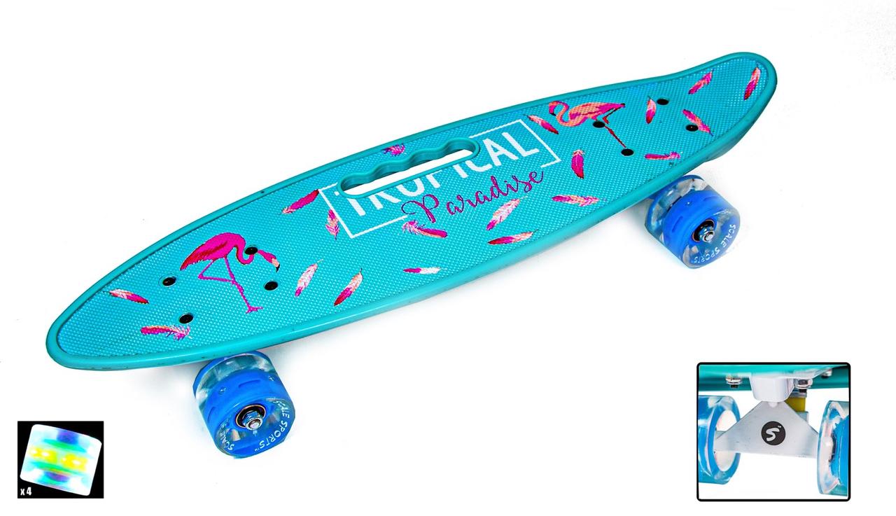 Легкий міцний Penny Board Фламінго трюковий З Ручкою, світні PU колеса, міський безшумний