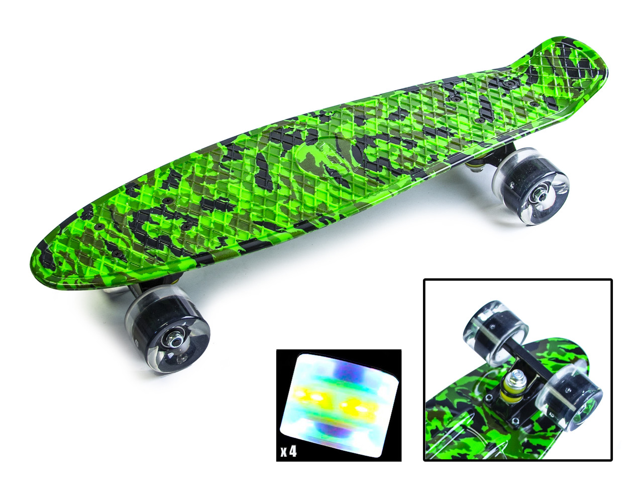 Легкий, міцний. Дитячий міський Penny Board Military Блискучі колеса, Безшумный