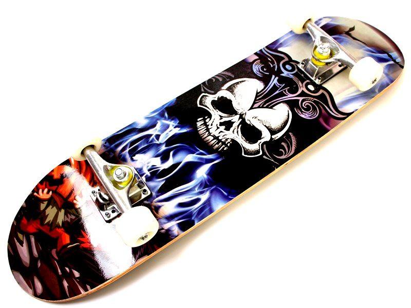 Дерев'яний Skateboard PRINT "Skull"  7 шарів канадського клена, трюк до 80 кг