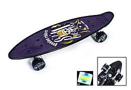 Міський с принтом Penny Board З Ручкою "Street King" Блискучі PU колеса.Трюковий, Безшумний, Торцевий вигин