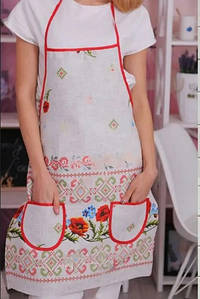 Кухонний фартух лляний "Маки" Льон