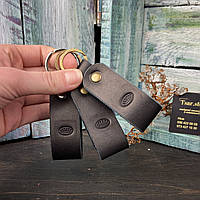 Кожаный брелок чёрного цвета на ключи ручной работы TsarArt