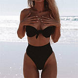 Роздільний жіночий купальник із високою талією – роздільний комплект для відпочинку на морі, зручний і стильний фасон, фото 6