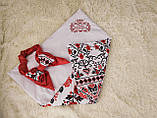 Літній бавовняний конверт на виписку для дівчинки, принт вишиванка з вишивкою "Наша Принцеса", фото 3