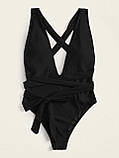 Суцільний жіночий купальник із зав'язками – елегантний купальник для моря та басейну, фото 6