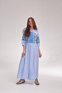 Жіноча вишита сукня MEREZHKA "Калина" (блакитна)