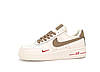 Кросівки Nike Air Force 1 low One beige бежеві взуття Найк Форси шкіряні низькі жіночі, фото 5