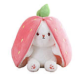 Плюшева іграшка 35 см. милий м'який фруктовий трансформується кролик Чудовий подарунок Кролик полуничка, фото 3